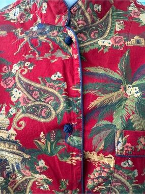 Pottery Barn Red chinoiserie Two-Piece Lounge Pajama Set 100% Cotton M